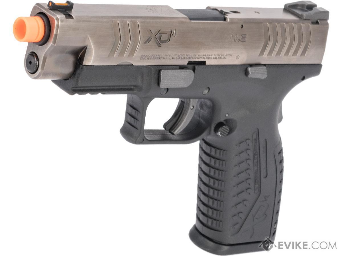 Evike Exclusive Springfield Armory Licensed XDM Gas Blowback Airsoft Training Pistol (Model: 4.5 Duty / Black w/ Antique Stainless Slide)