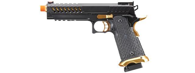 Lancer Tactical Knightshade Hi-Capa Gas Blowback Airsoft Pistol (Color: Black & Gold)