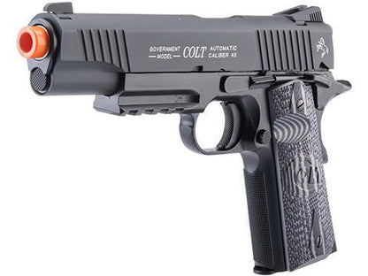 Cybergun Colt Licensed 1911 "Combat Unit" CO2 Powered Airsoft Gas Blowback Pistol (Color: Black / Government)